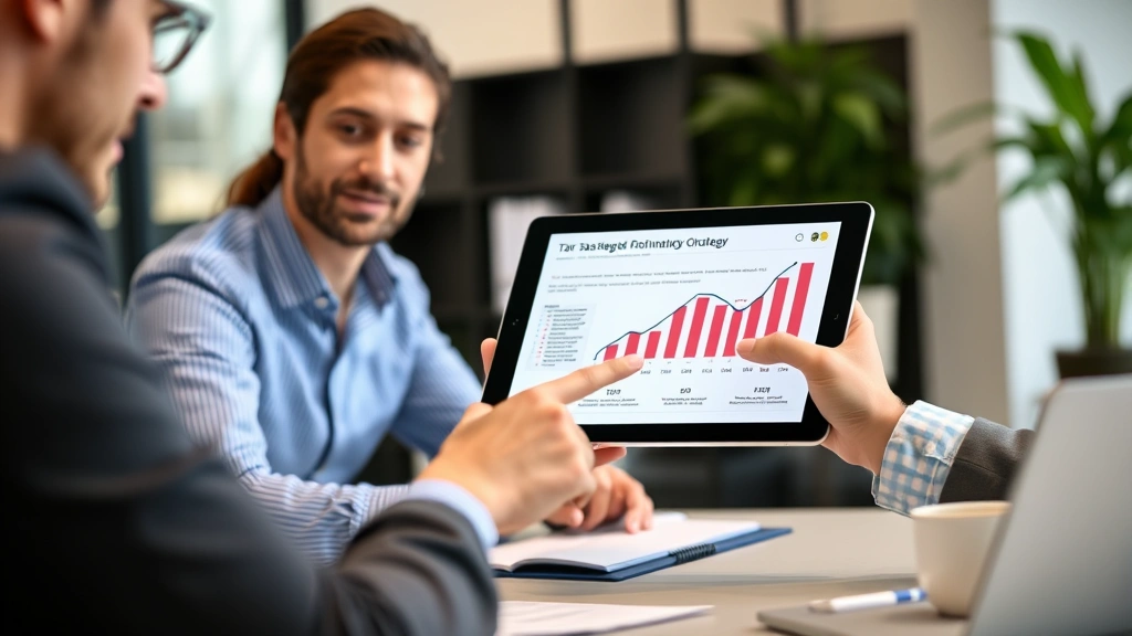 who pays tax on irrevocable trust income - 
Modern financial advisor pointing to tax strategy chart on tablet with client i