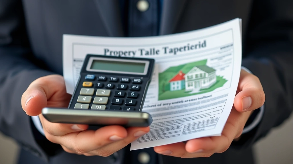 york and adams tax bureau - 
Close-up of hands holding property tax bill and calculator with Pennsylvania pr