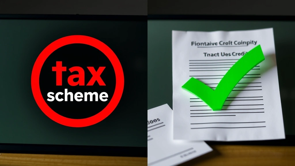 zero tax elimination program -
Split-screen comparison: left side shows red X over illegal tax scheme symbol,
